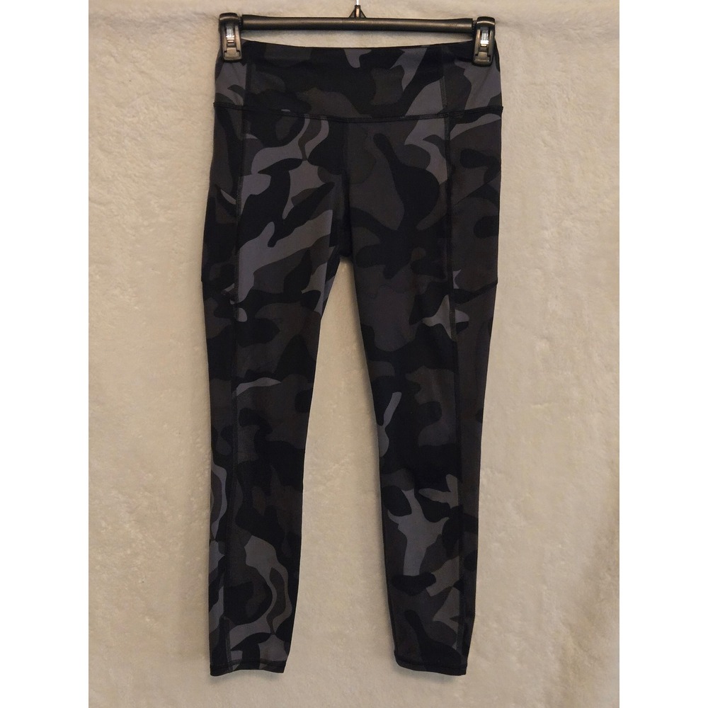 Athleta Womens Size Small Camo High Rise Athletic Leggings Grey Black Pockets